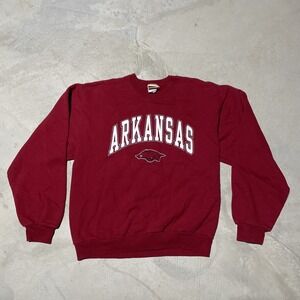 VTG Red Oak Arkansas Razorbacks Sweatshirt Adult SZ Medium Red College Crewneck